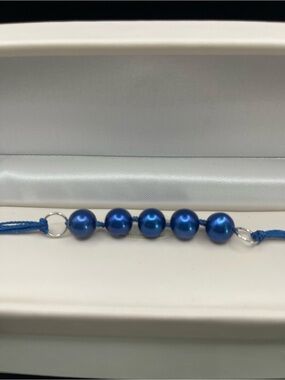 NWT Honora .925 SS Dyed Blue Freshwater Pearl Bracelet fits up to 7.5 inches
